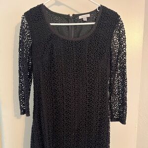 Garnet Hill Black Lace Long-Sleeve Sheath Dress